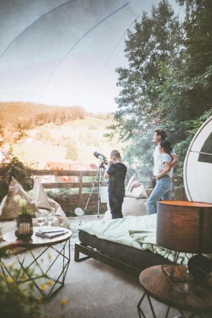 Living Timeless- Bubble Tent Elzach Inklusive Hot Tube Badefass- Schlafen Unterm Sternenhimmel Kültér fotó
